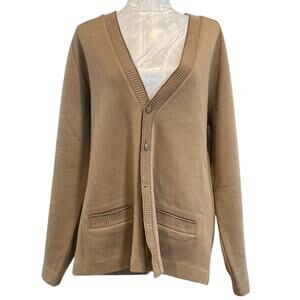 Edward Lenton Brown Wool Oversize Earth Tones Academia Golf Cardigan Size Large